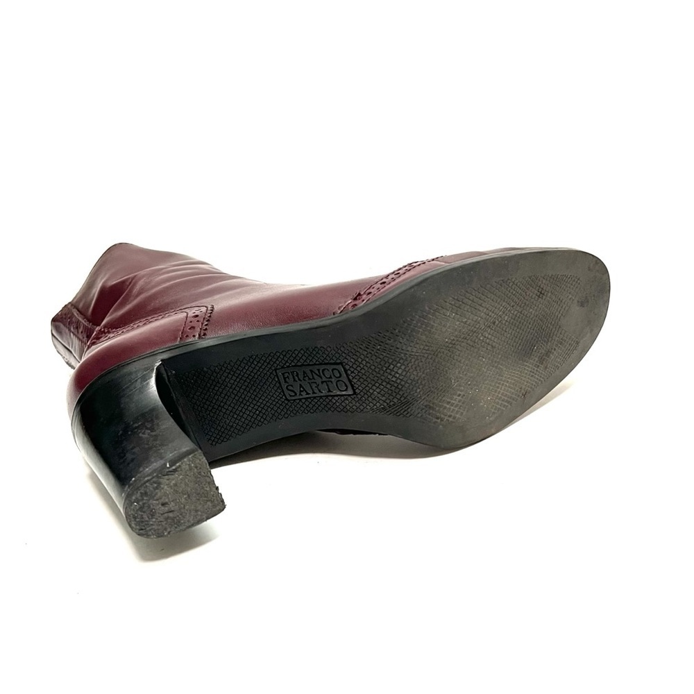 Vintage 1990s oxblood leather brogue wingtip zip up heeled ankle boots - Picture 9 of 9